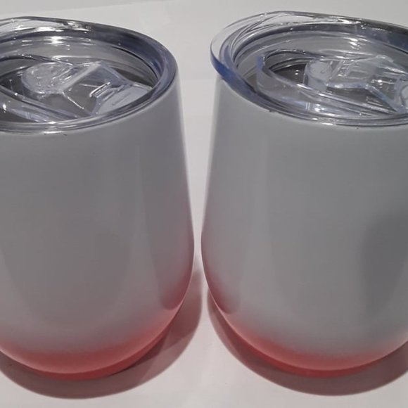 SET OF 2 STAINLESS BEVERAGE CUPS WITH LIDS - BRAND NEW - Picture 2 of 4
